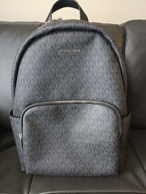 Michael Kors Men's Black Signature Logo Backpack